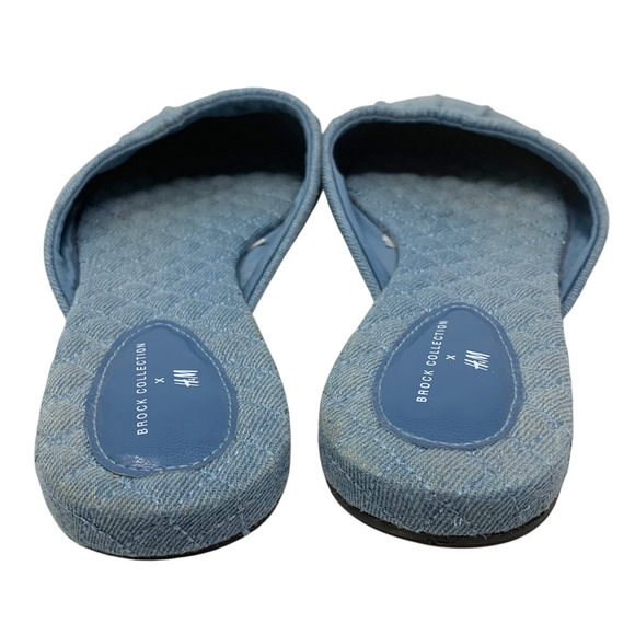 Brock Collection x H&M Sz EU 41 US 9.5 Light Wash Denim Pointed Flats Mules - Picture 4 of 8